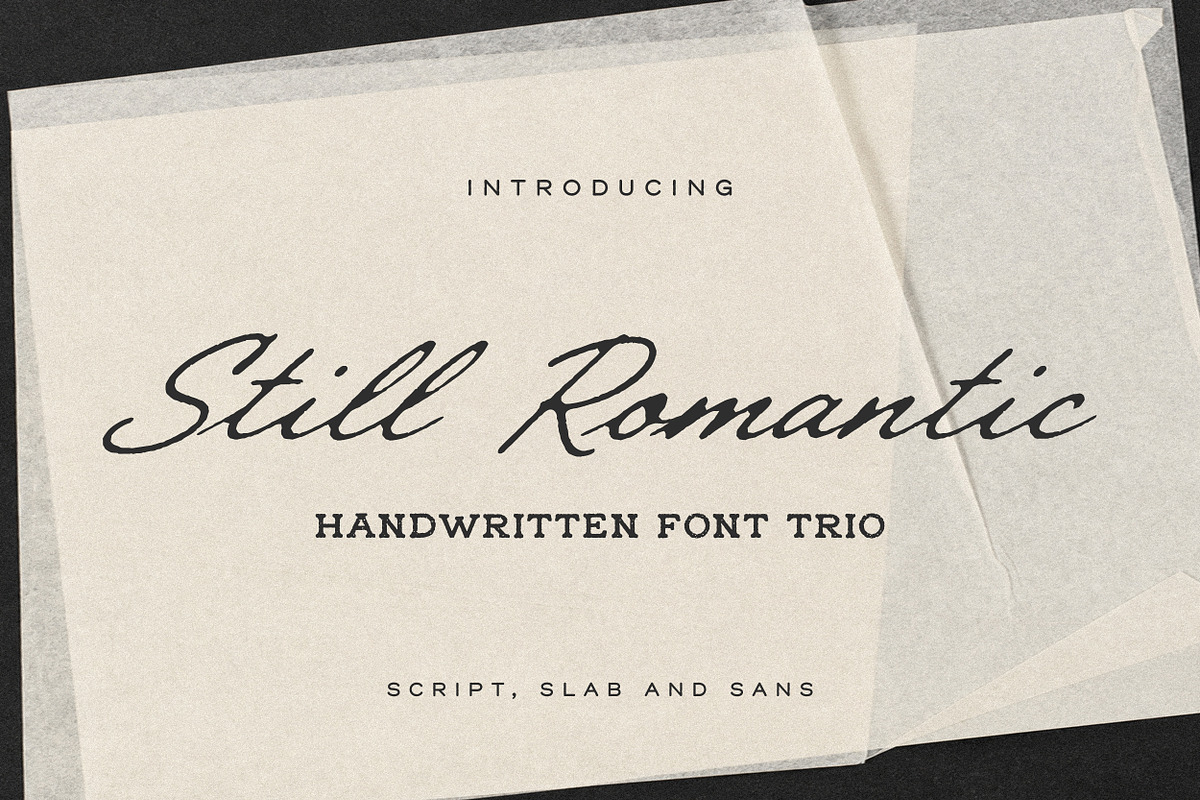 Still Romantic - Font Trio, a Script Font by Davide Bassu (Photo 1 of 14)