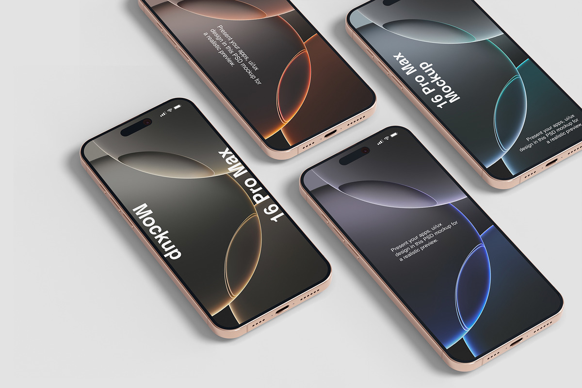 iPhone 16 Pro Max Mockups, an iPhone Mockup by graphiccrew (Photo 11 of 16)