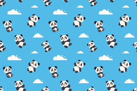 Cute Panda Pattern, a Pattern Graphic by Saba Vector