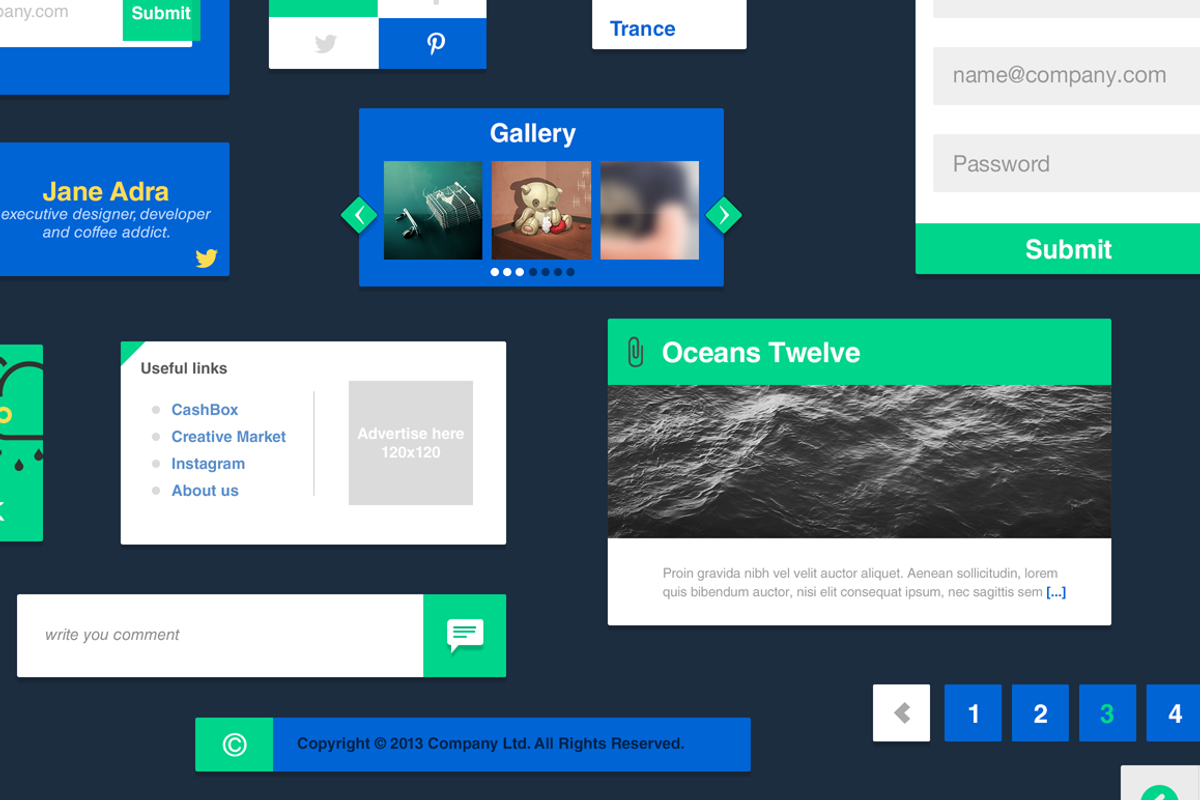 Cyanoflat - PSD Vector UI Elements, a Templates & Theme by Bilal Khettab (Photo 1 of 5)