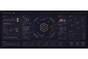 Dark HUD interface with hexagon, a Technology Illustration by ZinetroN