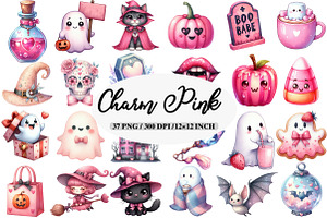 Charm Pink Halloween Clipart Bundle, an Illustration by Daily.Designs