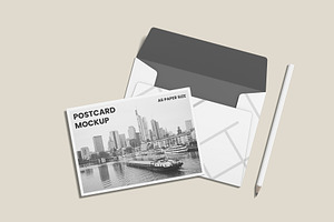 Postcard With Envelope Mockups