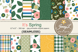 Spring Seamless Digital Papers, a Pattern Graphic by JennyL Designs