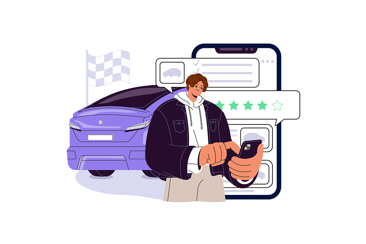 Car rent, carsharing concept set, a Transportation Illustration by PaperTrident (Photo 10 of 11)