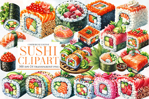 Sushi Clipart Bundle, an Illustration by Designworld