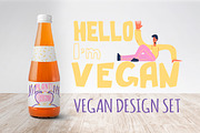 HELLO I'M VEGAN, a Food Illustration by Ja Polina ArtShop (Thumbnail 1 of 6)