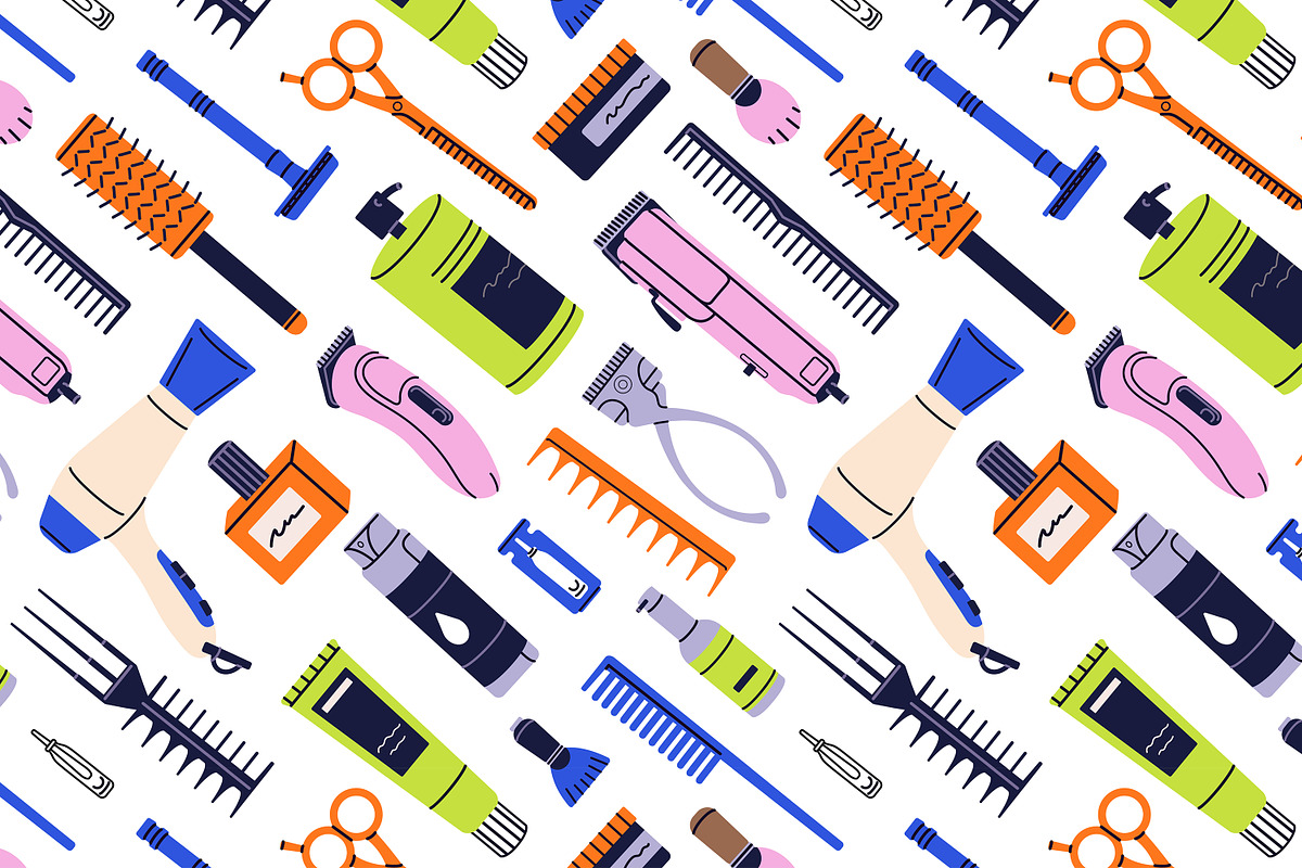 Barbers' equipment set, backgrounds, an Object Illustration by PaperTrident (Photo 4 of 5)