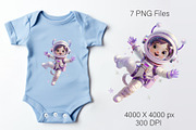Cute girl astronaut. T-Shirt, PNG., a Person Illustration by KENO Mascots (Thumbnail 8 of 9)