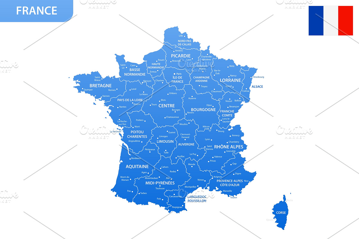 Detailed map of France, an Illustration by Vector Shop (Photo 3 of 5)