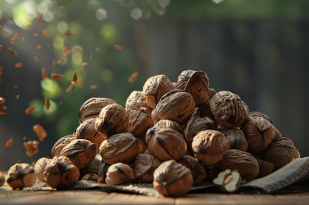 Pile of assorted nuts resting on a w, a Photo by Iftikhar Alam