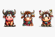 Quirky Christmas Highland Cow, an Illustration by CreationArt (Thumbnail 4 of 5)
