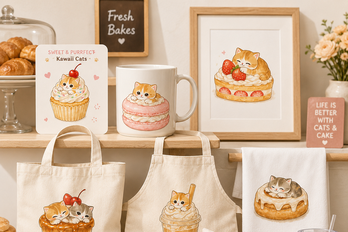 Kawai cat clipart bundle, an Object Illustration by HeavensStar (Photo 9 of 9)