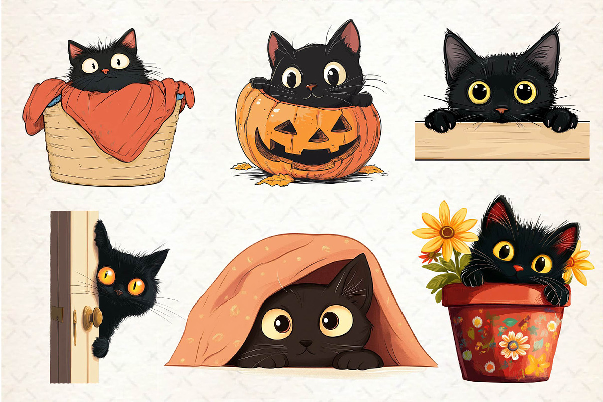Black Cat Peeking Clipart PNG, an Illustration by Dream Creation (Photo 3 of 5)
