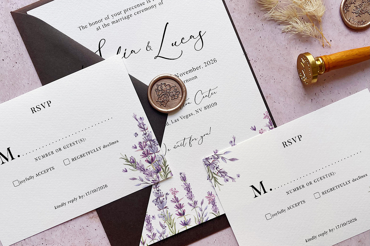 Sweet Lavender Wedding Suite, an Invitation Template by BlueRobinDesignShop (Photo 3 of 5)