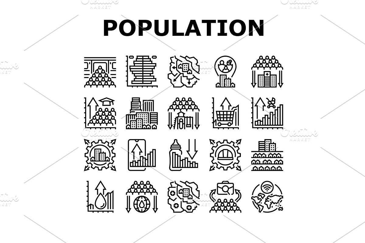 population growth icons set vector, an Education Illustration by pikepicture