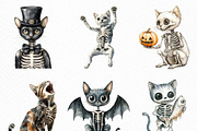 Halloween Skeleton Cat Clipart, an Illustration by Craft Nest (Thumbnail 2 of 6)