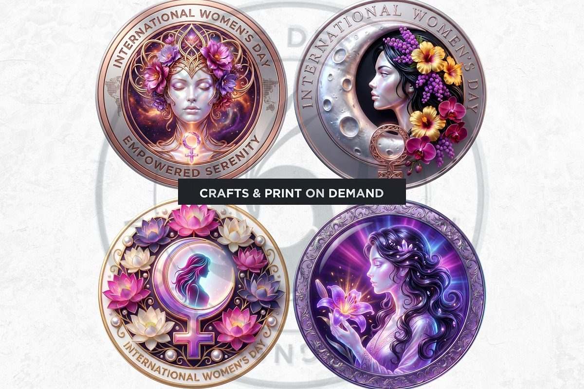 Women's Day Round Cliparts V3, a Seasonal Illustration by ThatsDesignArt (Photo 4 of 11)
