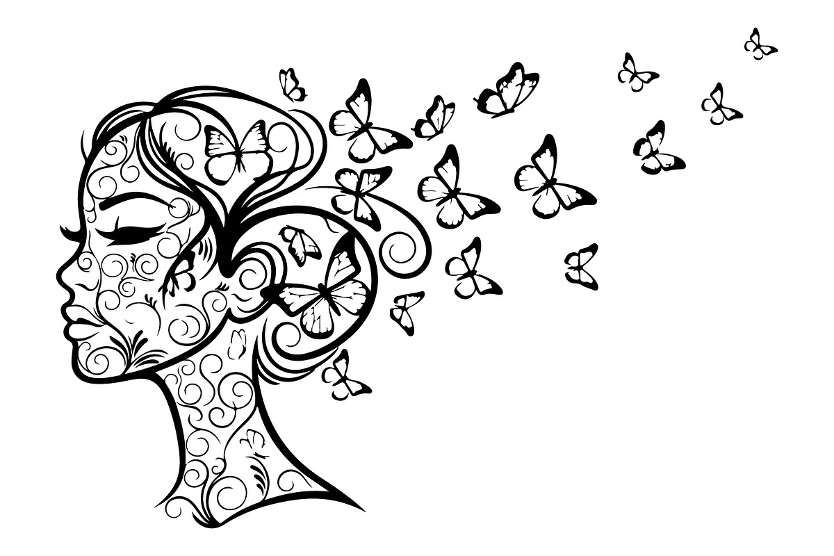 Woman Butterfly Hair Silhouette, an Object Illustration by yasushie (Photo 9 of 31)