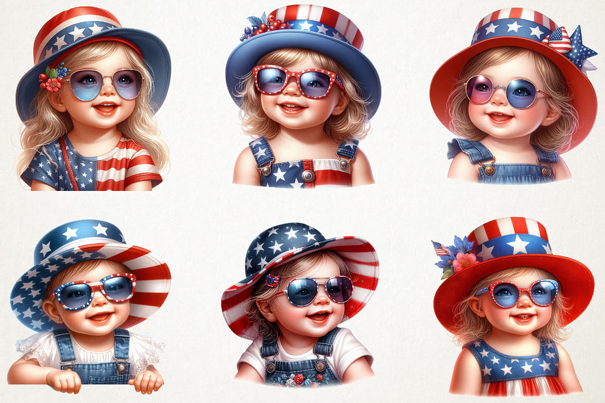 4th Of July Cute Baby Girl Clipart, a Person Illustration by RobertsArt (Photo 5 of 7)
