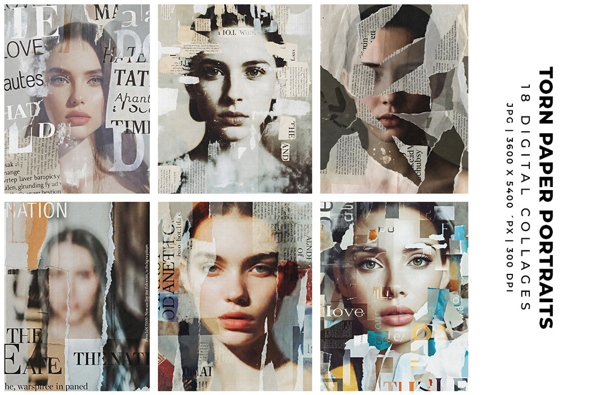 Torn Paper Portraits Collages, a Person Illustration by Digital Art Creations (Photo 2 of 10)