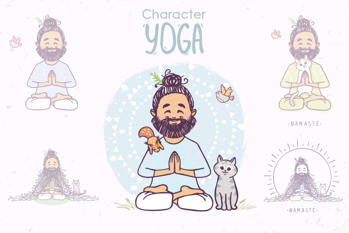 yoga man with animals, an Animal Illustration by JulianArt (Photo 1 of 7)