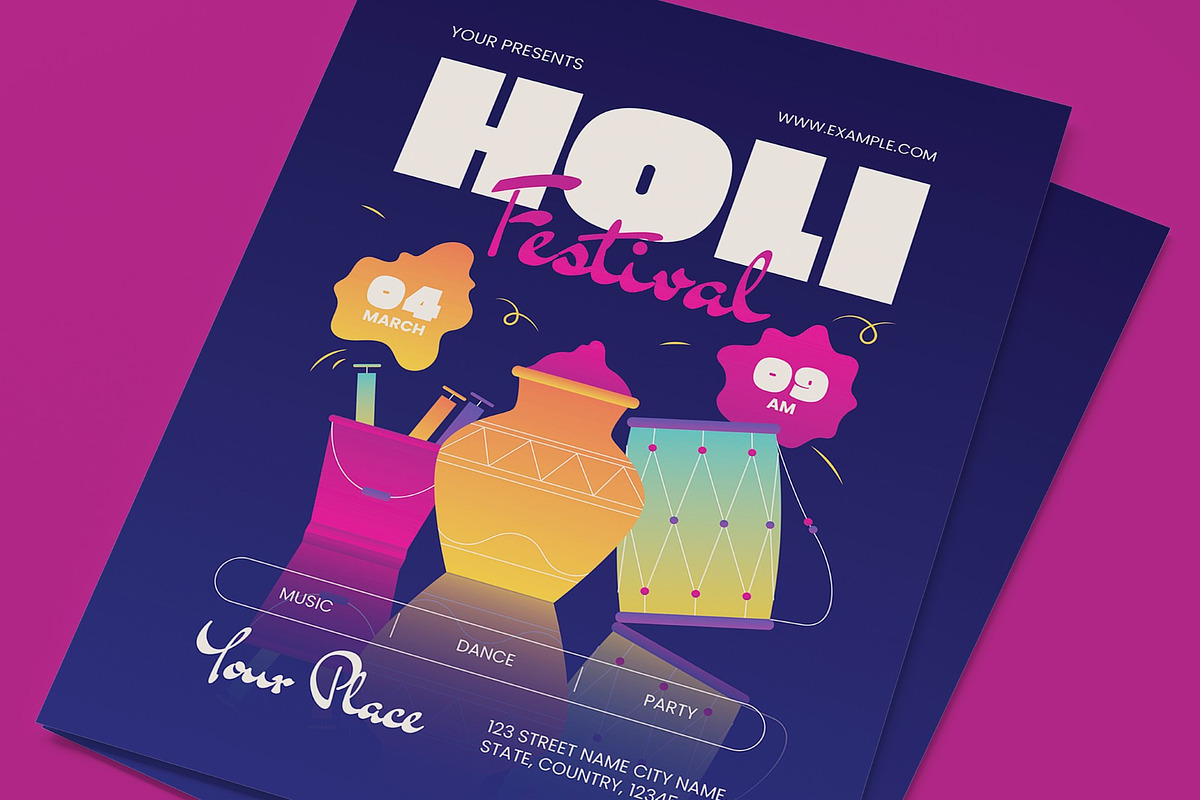 Holi Festival Flyer, a Flyer Template by graphicook (Photo 2 of 3)