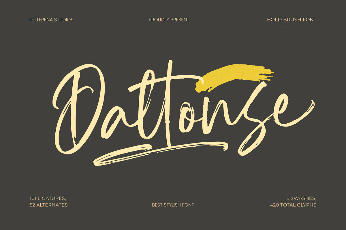 Daltonse Best Stylish Font, a Script Font by Letterena Studios Script (Photo 1 of 15)