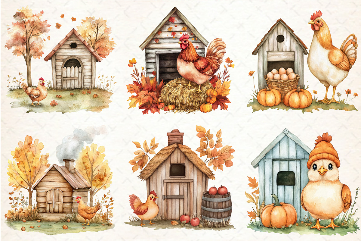 Autumn Chicken Coop Clipart, an Illustration by Libby Wishes (Photo 7 of 7)