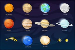 Set Of Solar System Planets