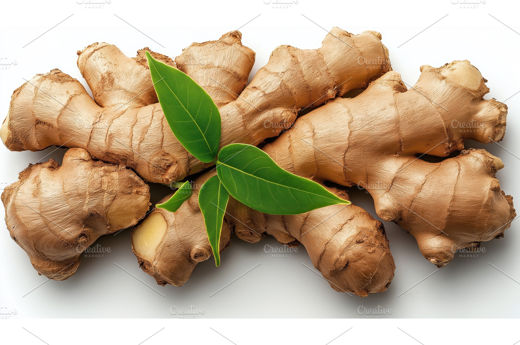 PNG Fresh ginger root with green, a Food & Drink Photo by Sergey Kotenev