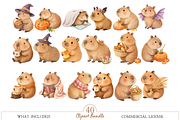 Halloween Capybara Clipart, an Animal Illustration by MockupWizard (Thumbnail 2 of 5)