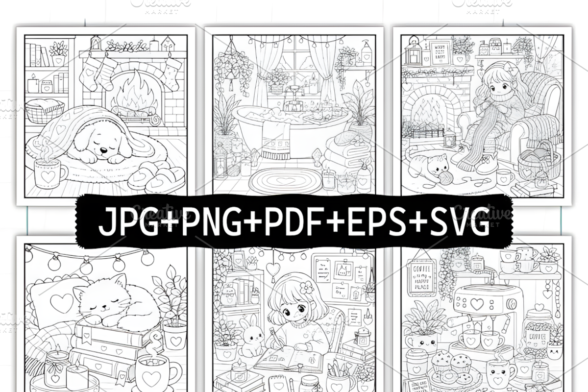 Cozy Hygge Moment Coloring Book, a Decorative Illustration by Ink Gallery (Photo 2 of 8)