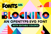 Blockino: Opentype-SVG Color Font, a Font by Haäfe & Haph (Thumbnail 1 of 6)