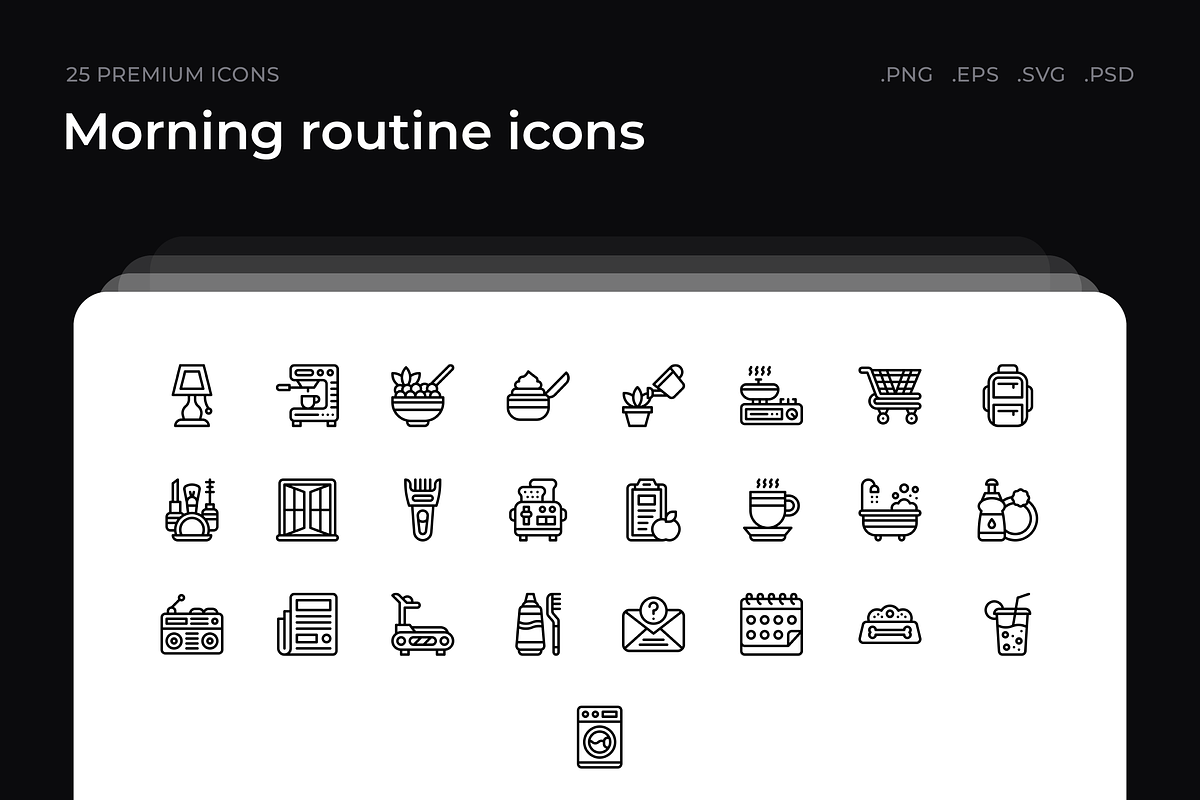 Morning routine icons, an Outline Icon by Wencory