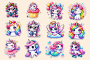 Kawaii Unicorn Stickers Clipart, an Illustration by Dream Creation (Thumbnail 3 of 4)