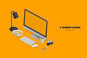 Isometric Office Scene Mock-up, an iPhone Mockup by IsometricWorld (Thumbnail 2 of 7)