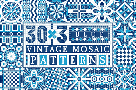 30x3 VINTAGE MOSAIC PATTERNS (BLUE)