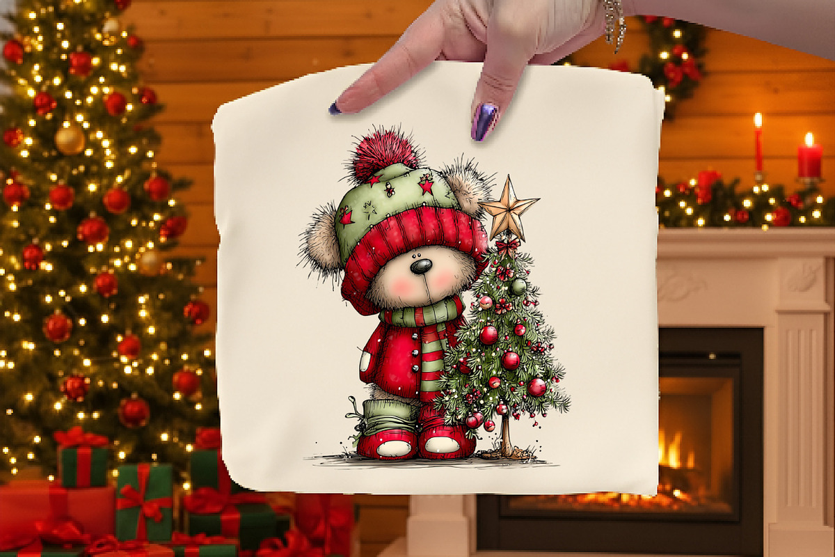 Christmas Teddy Bear Clipart, an Illustration by Dream Creation (Photo 6 of 7)