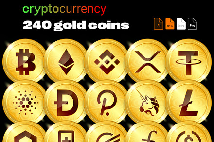 240 Crypto Currency Gold Coins