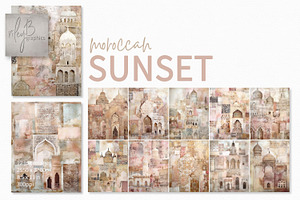 Moroccan Sunset Collage Paintings