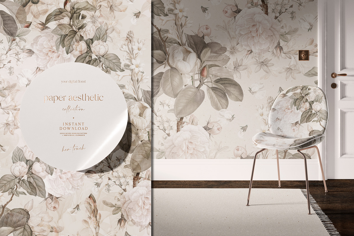 Beige Neutral Luxury Floral Pattern, a Pattern Graphic by paper aesthetic (Photo 8 of 9)