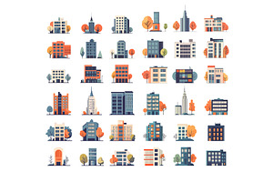 Cartoon buildings. Modern urban, an Object Illustration by Stock-Smart-Start