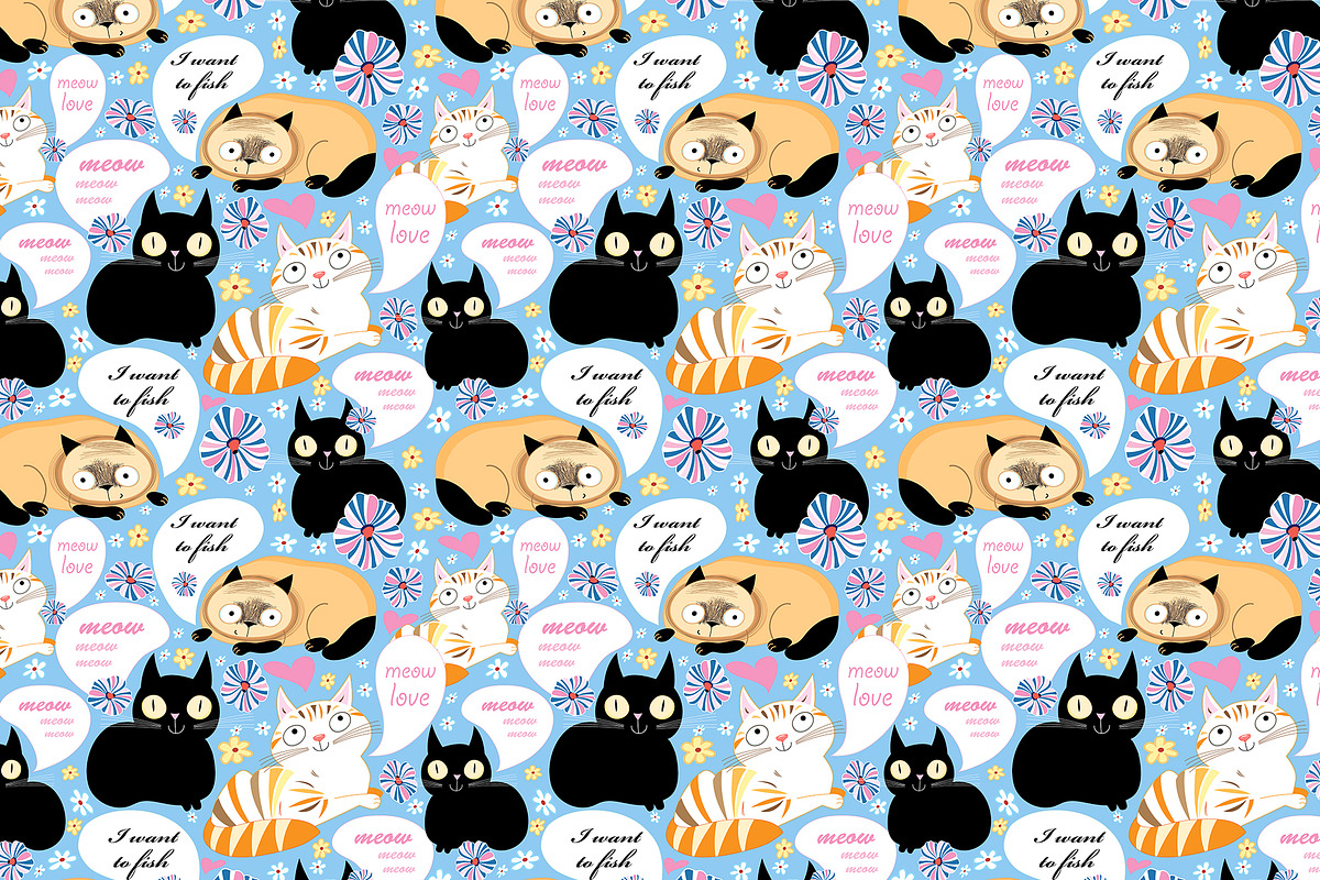 8 Fun bright patterns with cats, a Pattern Graphic by Tanor (Photo 8 of 9)
