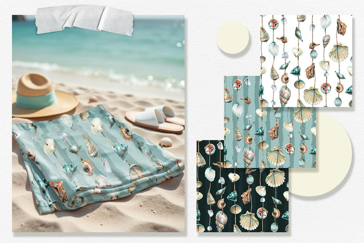 Garland of Shells Watercolor Clipart, an Illustration by NATASHA CHU (Photo 11 of 12)