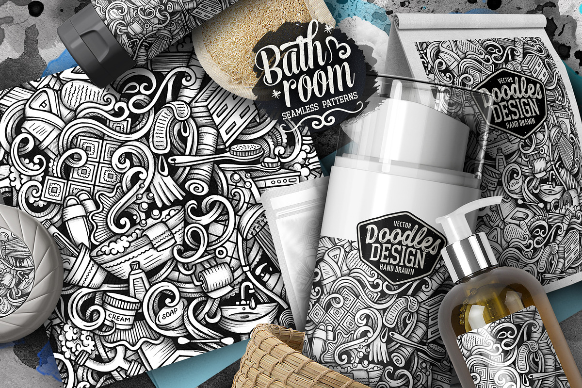 Bathroom Graphics Seamless Patterns, a Pattern Graphic by BALABOLKA (Photo 3 of 7)