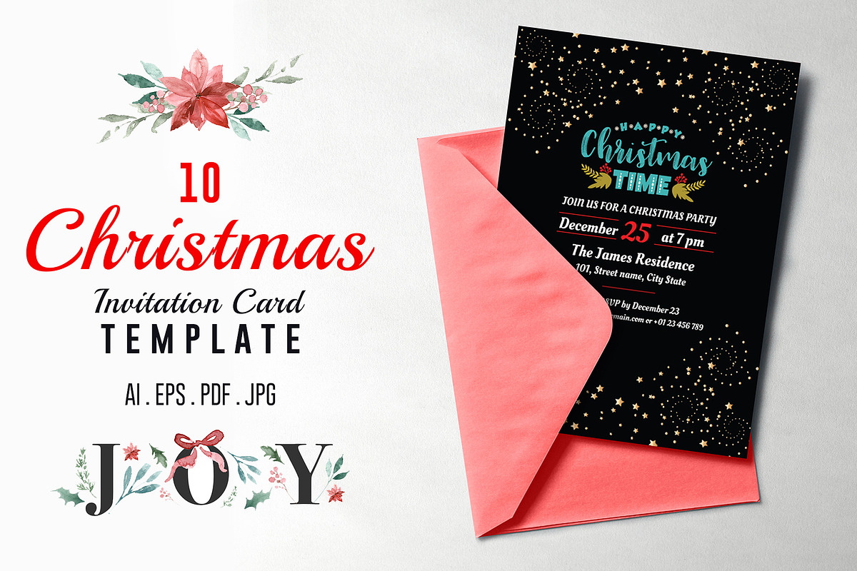 10 Christmas invitation templates, an Invitation Template by Andit themes (Photo 1 of 13)