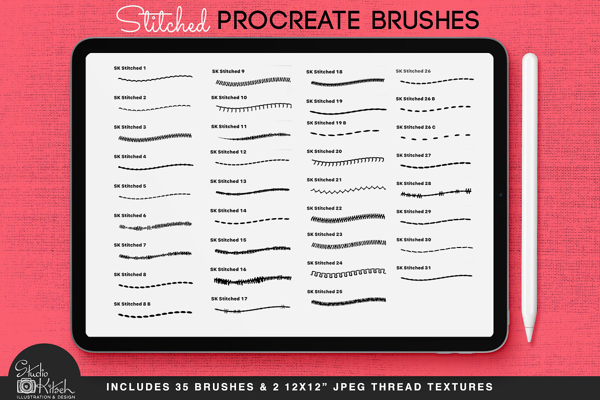 Procreate Stitched Brushes, a Brush Add-On by Studio Kitsch (Photo 4 of 5)