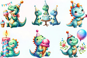 Cute Birthday Dinosaurs Clipart, an Illustration by CraftArtStudio (Thumbnail 2 of 6)