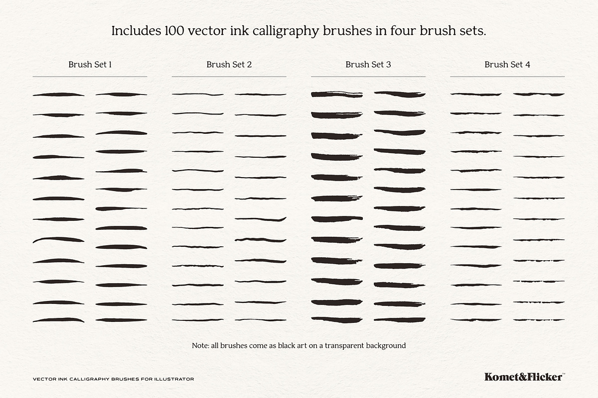 Vector Ink Calligraphy Brushes, a Brush Add-On by Komet & Flicker (Photo 3 of 12)